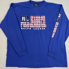 Vintage 90s Polo Jeans Co Ralph Lauren USA Made Long Sleeve Shirt Blue 2XL 3XL