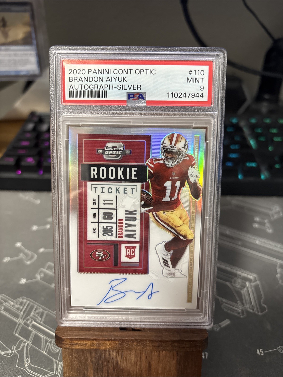 2020 Contenders Optic Brandon Aiyuk RC Silver Rookie Ticket Auto #110 On Card