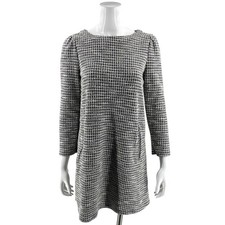 Gap Womens Tweed Shift Dress Size Small Black White Silver Houndstooth 