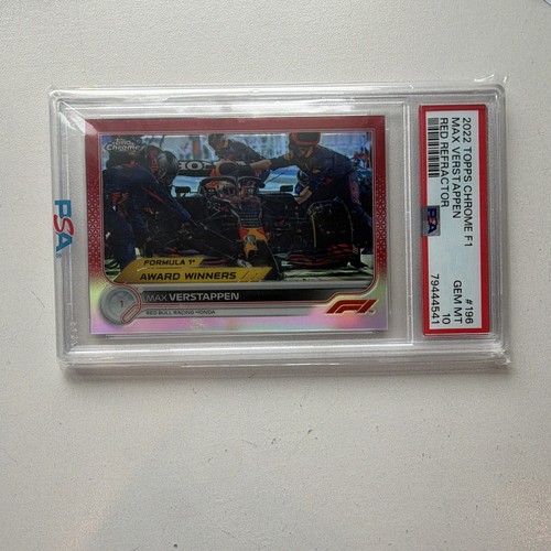 Topps 2022 Chrome Formula 1 Max Verstappen Award Winners #196 Red 2/5 PSA 10