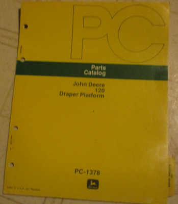 John Deere 120 draper platform parts catalog manual pc-1378