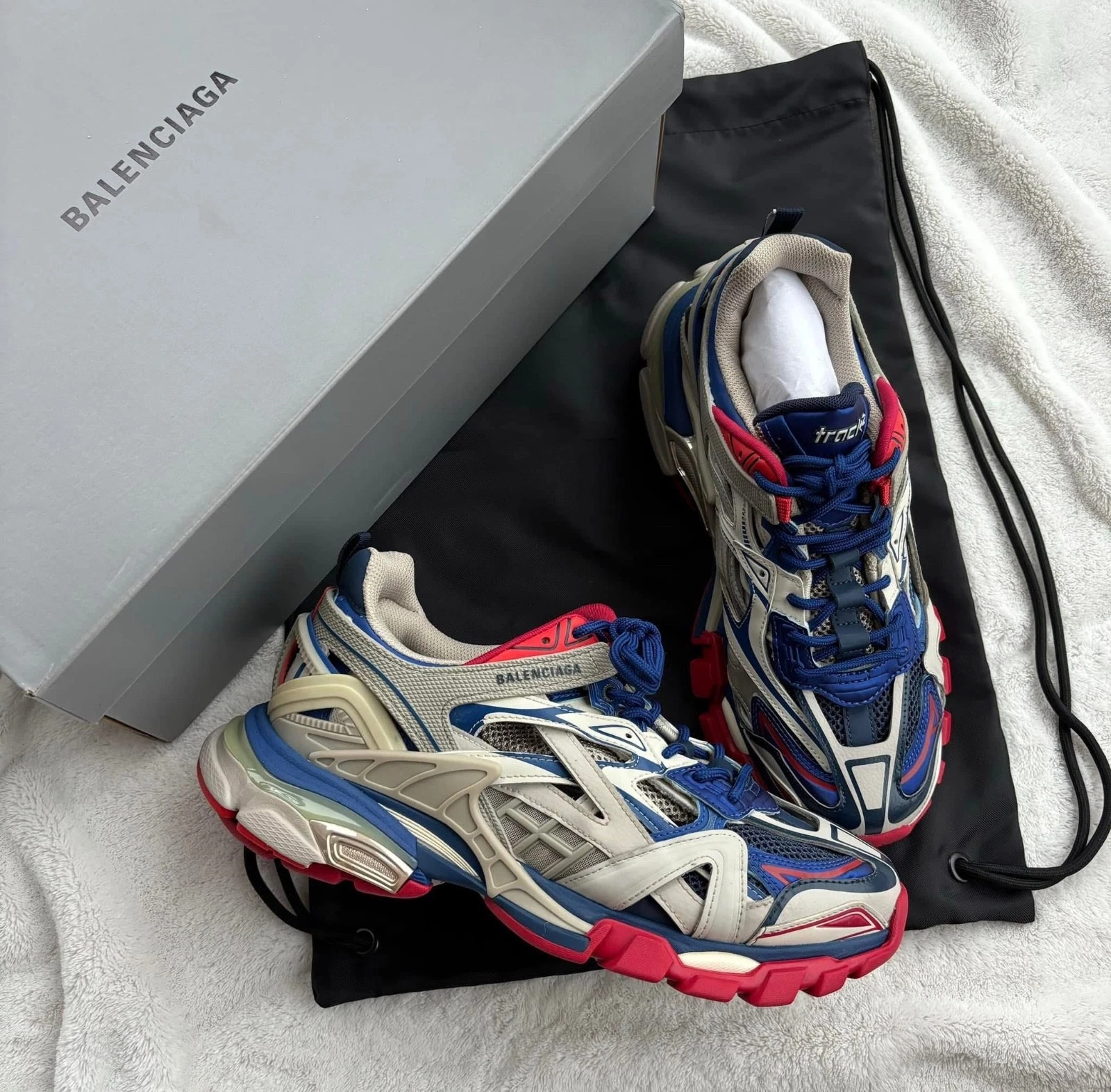 Balenciaga — Balenciaga Gray Red Blue Track Sneakers - 41EU  / 8US - $1150 - New - Authentic