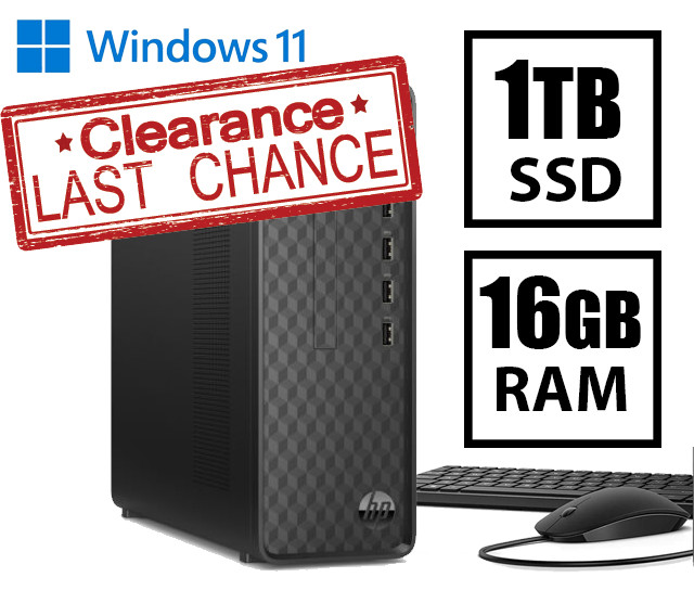 HP Desktop Computer 16GB 1TB SSD Windows 11 Bluetooth WiFi CLEARANCE SALE