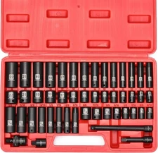 3/8" Drive Deep Impact Socket Set, 6 Point, 48 Piece Standard SAE and Metric