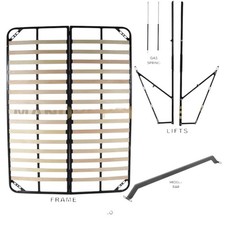 Winged Cream Panel Storage Bed Frame – Velvet or Fabric Ottoman with Gas Lift