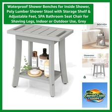 Waterproof Shower Benches for Inside Shower, Poly Lumber Shower Stool with St...