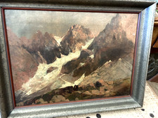 LE DOLOMITI LA CIMA DELLA PALA BELLISSIMO OLIO SU TELA PRIMA META' SECOLO SCORSO