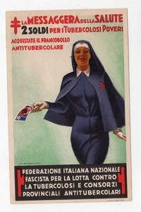 ITALY 1934 TB CHRISTMAS SEAL LEAFLET WITH NUN BUY TB SEALS SIGNED DUDOVICH 