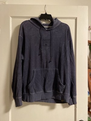 Quiksilver Men s Corduroy Pullover Hoodie in Slate Blue L Soft Surf Fleece