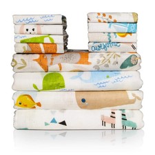 Baby Swaddle Blanket and Washcloths Set,12 Pieces Muslin Cotton Baby Swaddle ...