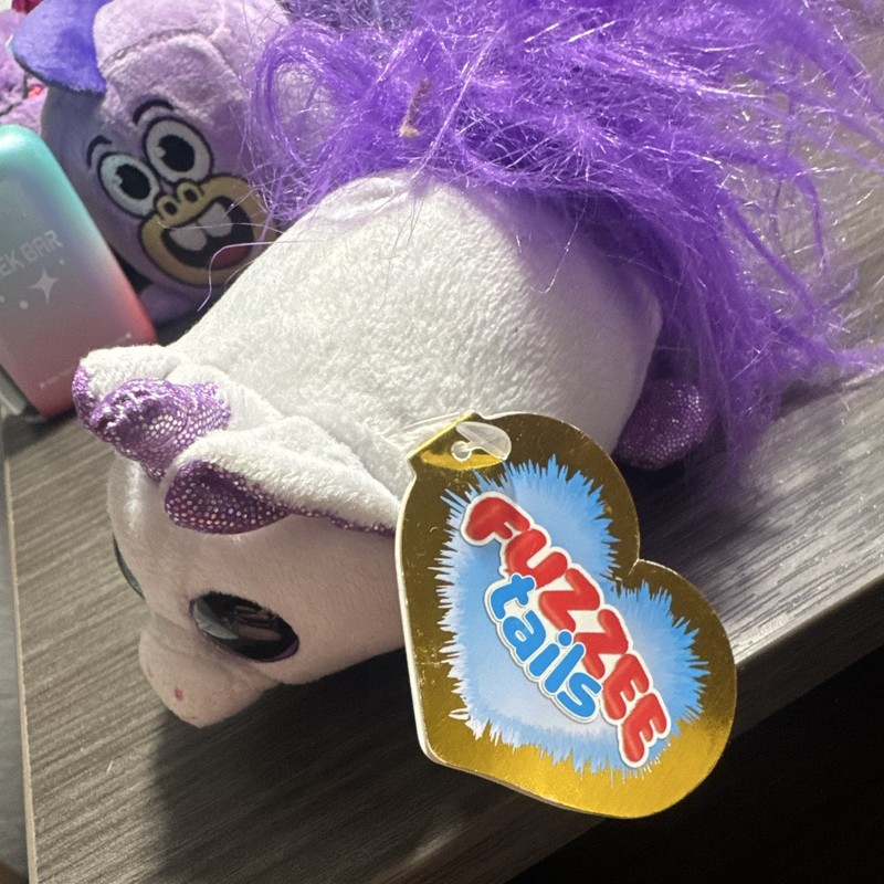 Fuzzee Tails Unicorn Plush Stuffed Animal Small 6-14 in White Purple Washable