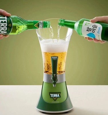 Terra Soju Bierturm Mini Somaek Zapfanlage Getränkemaschine Grün / Tracking