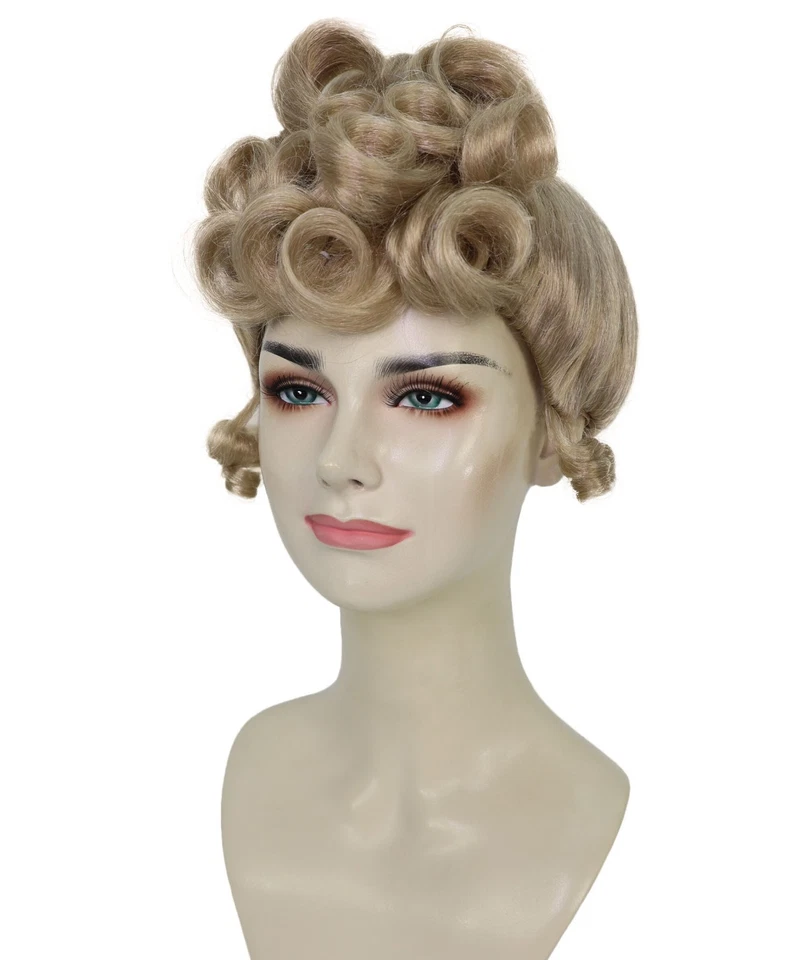 Peluca vintage eduardiana Updo rubia oscura para mujer con gorra ajustable para disfraces Foto 2 de 4