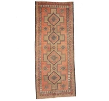 Semi-Antique Oriental Runner Rug 4'7 X 11'2 ft Tribal Design Hallway Home Decor
