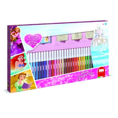 Multiprint 3 Stamps for Children and 36 Colored Pens Disney Princess Made in Ita