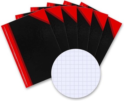 Bantex Notizbuch A6 kariert, 192 Seiten, 70 g/m², Hardcover, schwarz, 6 Stück
