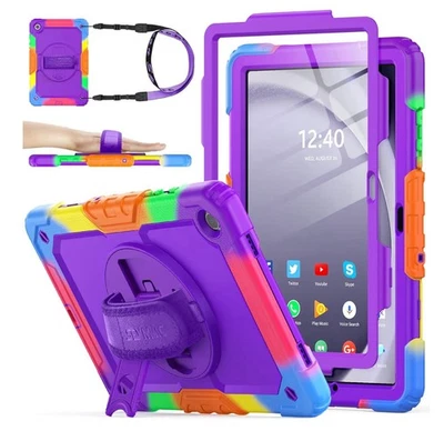 Seymac Samsung Galaxy Tab A9+ 11” Case Rainbow Purple Rugged Shockproof Stand