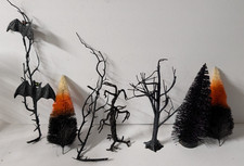 Lot of 7 Lemax Spooky Town and Various Size Trees
