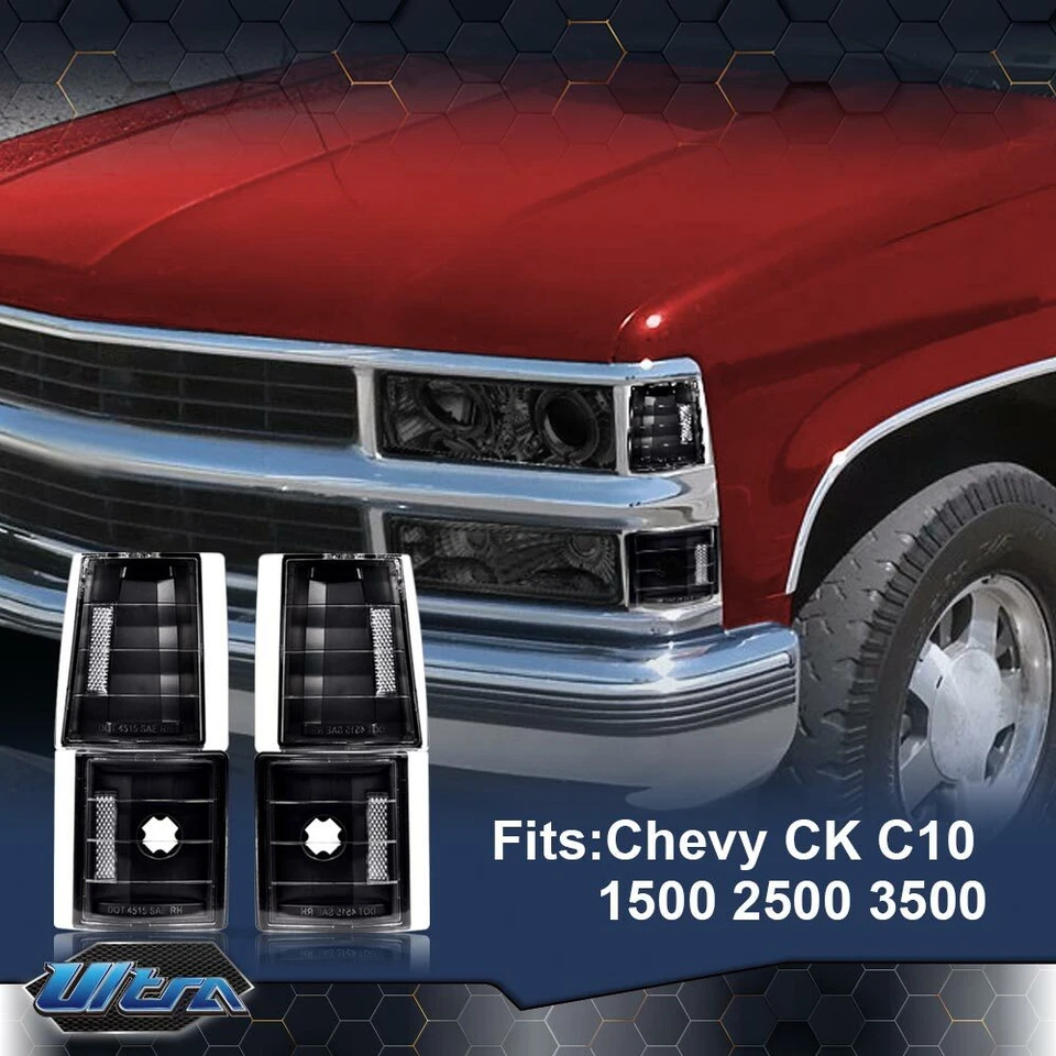 Lámparas marcadoras laterales de señal de esquina negras aptas para Chevy CK C10 1500 2500 3500 Tahoe Foto 2 de 4