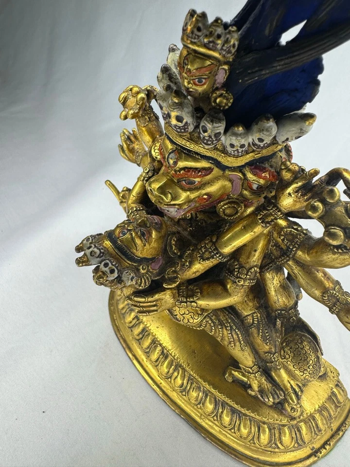 Sino-Tibetan Gilt Bronze Statue of Mahakala with Consort - Christie's c. 1770 - Image 3 of 4