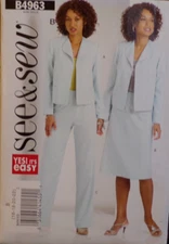See & Sew Sewing Pattern B4963 Misses Jacket Skirt and Pants Sizes 16-22 UNCUT