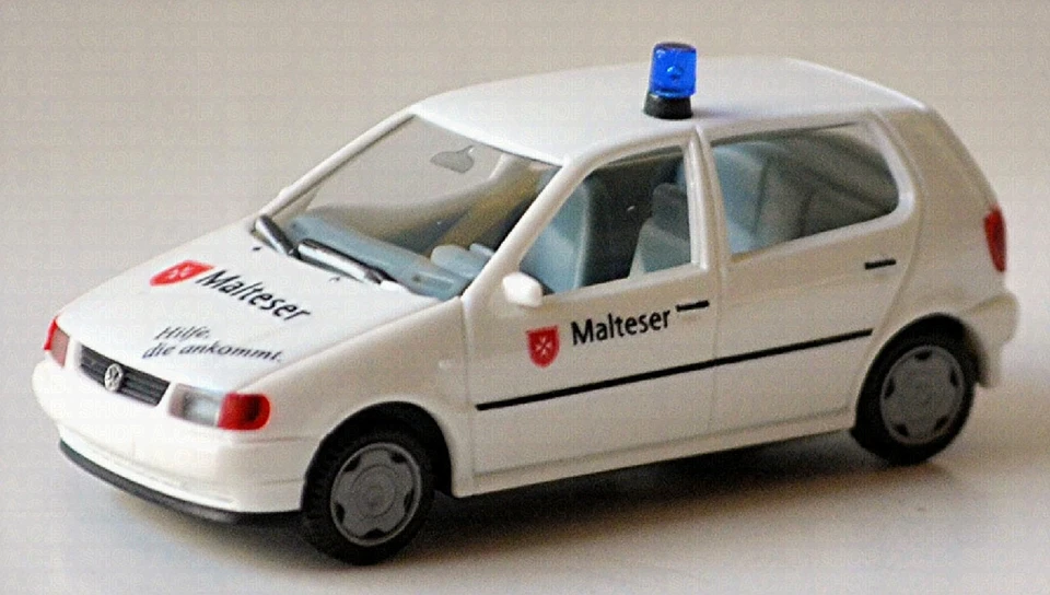 VW Polo III Maltese Servizio di Aiuto 4türig Tipo 6N 1994-99 Bianco 1:87 Herpa - Immagine 2 di 4