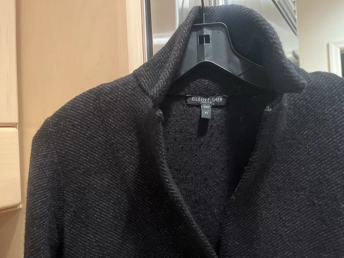 Eileen Fisher Lightweight Wool Blend Black Textured Jacket ~ Sz PS