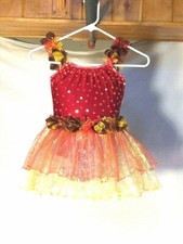 Rust, Brown  Opalescent W/ Flowers Youth Ballet Dance Costume