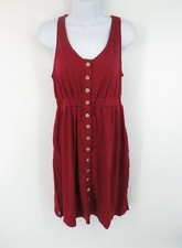 Vestido para mujer vino tinto sin mangas bolsillos línea A cambio pequeño