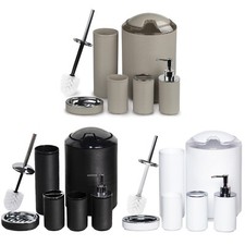 CERBIOR Bathroom Accessories Set 6 Piece Bath Ensemble Decorative with Thread