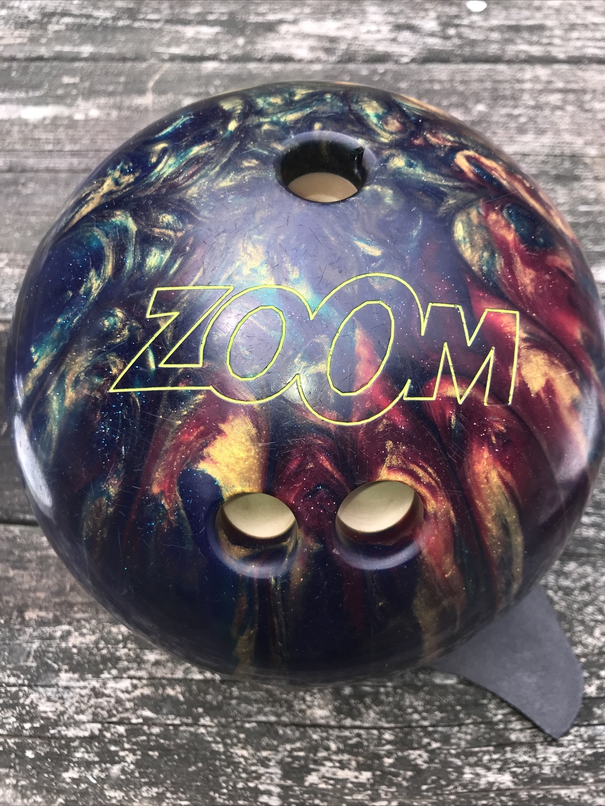 VTG Ebonite Zoom Glow Glitter Swirl Bowling Ball Glows Black Light