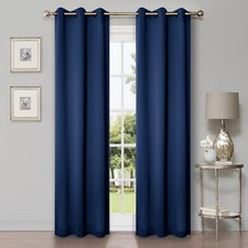Room Darkening Grommet Header 42" Wide Solid Blackout Window Curtains Set of 2