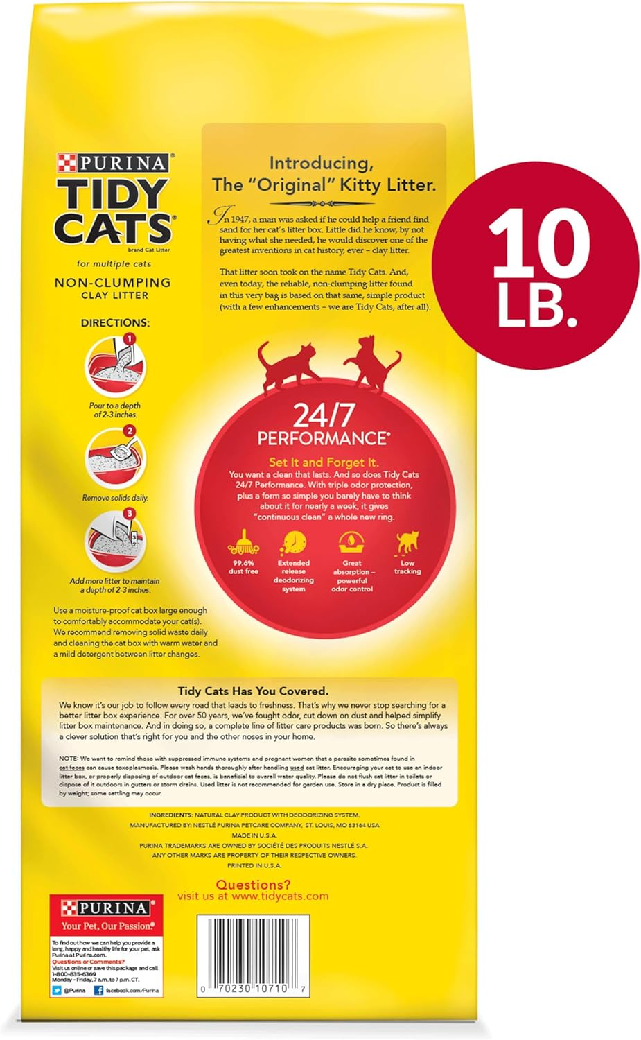 Non Clumping Cat Litter, 24/7 Performance Multi Cat Litter (4) 10 Lb