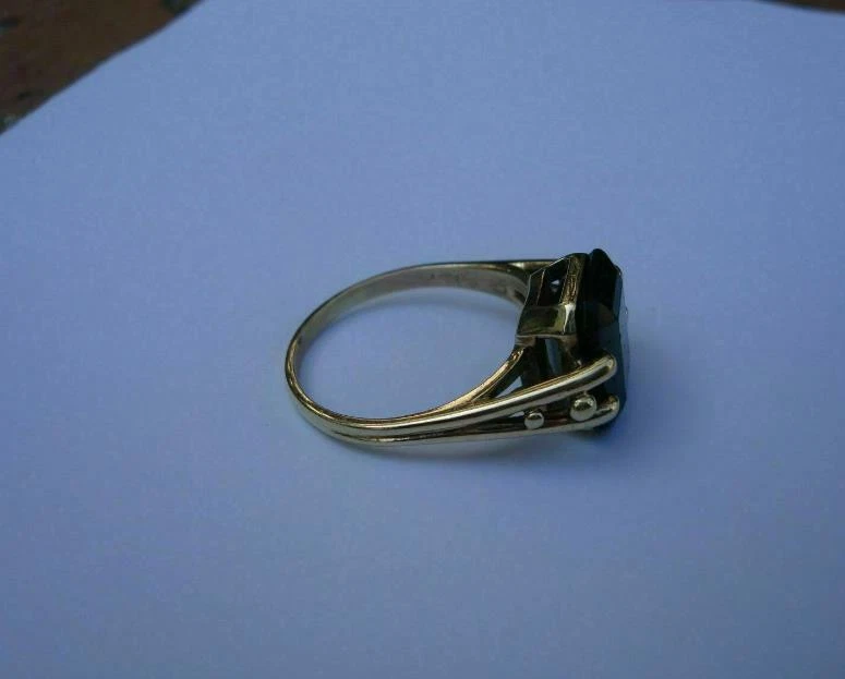 2CT Emerald Cut Green Emerald Lab-Created 14K Gold Plated Wedding Solitaire Ring - Image 3 of 4