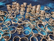 Lot of 6 Spoon Rings Assorted sz Handcrafted Silver Plate/stainless Flatware mix