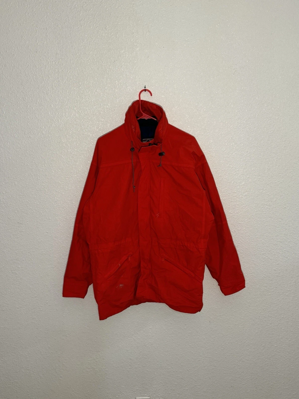 Columbia Jacket Men’s Large Red Full Zip Hooded Outerwear Vintage