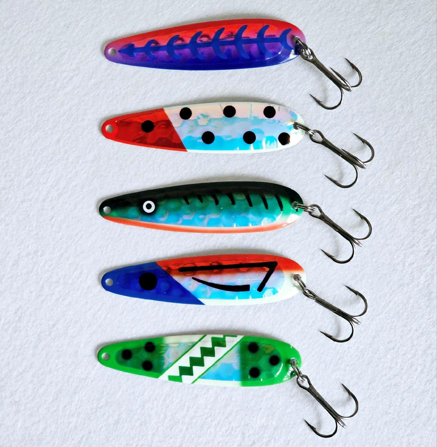 (Ct of 5) Kingfisher Tackle Proeye Magnum Trolling Spoons 3-3/4" VMC 1/0 Treble - Image 3