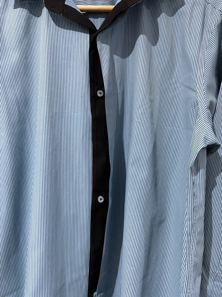 Concept For Men Long Sleeve Striped Blue Shirt Collared Button Up Size M Slim - Image 4 of 4