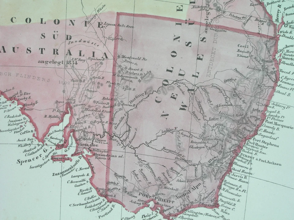 1853 NICE ORIGINAL MAP AUSTRALIA NEW SOUTH WALES PERTH BRISBANE SYDNEY MELBOURNE - Image 4 of 4
