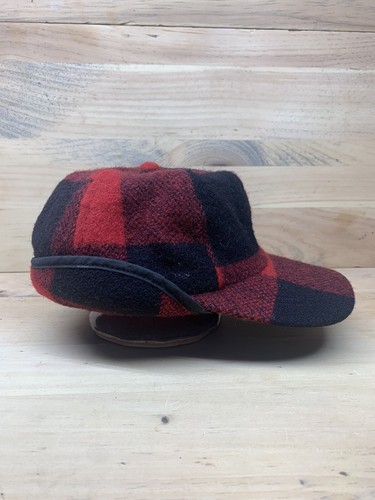 Black Plaid Ear Flap Hat Size 