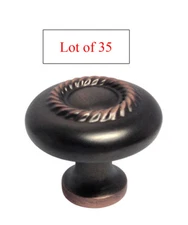 Lot of 35 Oil Rubbed Bronze Round Rope Cabinet Knobs free shipping