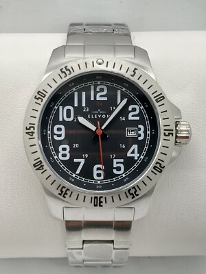 Men's Elevon Aviator Black Dial Watch, Stainless Steel