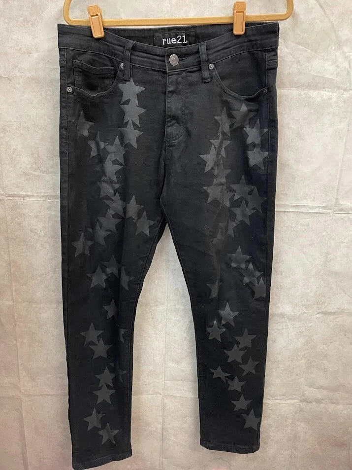 Jean homme Rue21 Skinny Supreme Flex noir motif étoile taille 34