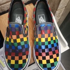 VANS Off the Wall Old Skool Colorful Checkered Skate Shoes M6.5 /  W8