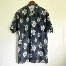 VTG Local Motion Hawaiian Print Corduroy Collared Button Up Shirt Men's Large 