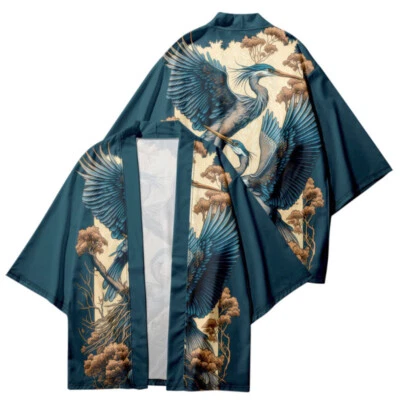 Herren Japanisch Haori Yukata Kimono Strickjacke Mantel Offen Vorne Freizeit - Bild 1 von 4