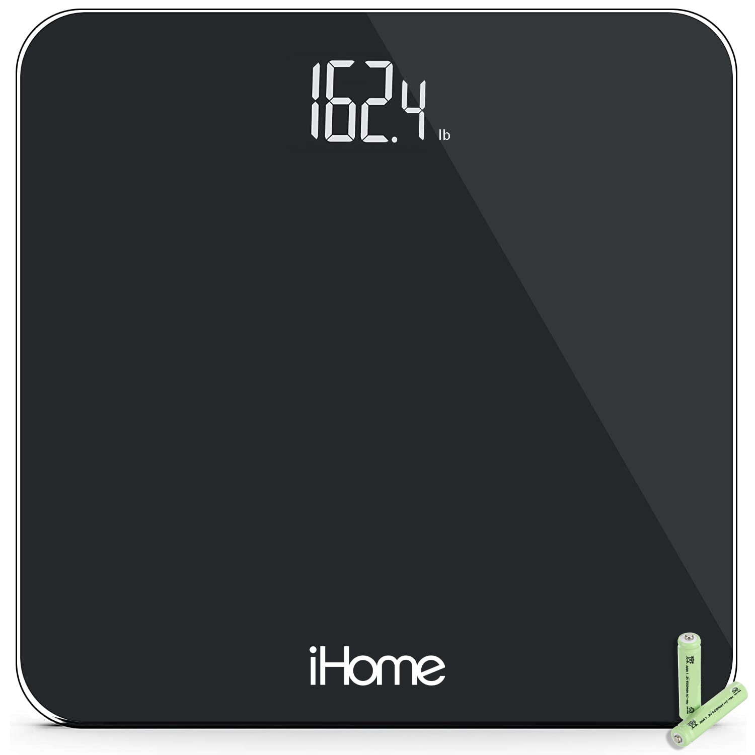 iHome Digital Battery Powered Bathroom Scale 397 lbs, Black