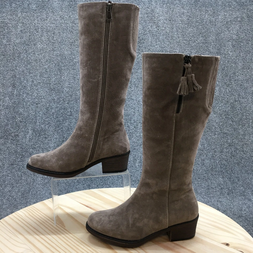 Botas Propet para mujer 6 M (B) Rider altas montar beige cuero bloque cremallera WFX215S Foto 2 de 4