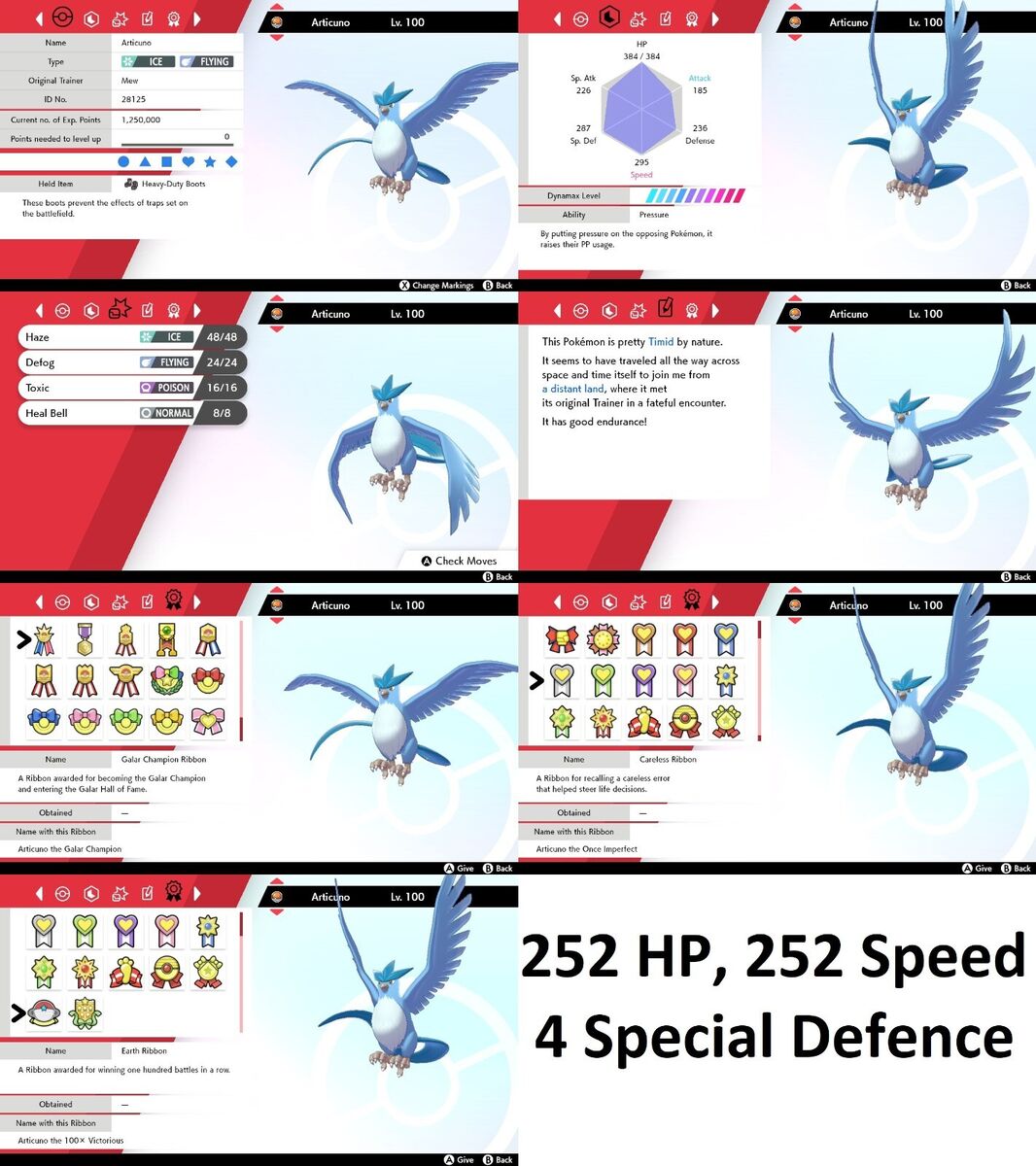 Pokemon Brilliant Diamond and Shining Pearl Articuno 6IV-EV