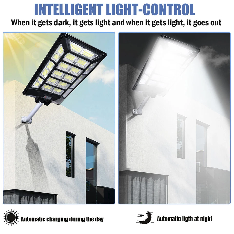 Commercial 99999999LM LED Outdoor Dusk to Dawn Solar Street Light Area Road Lamp - Image 4 of 4